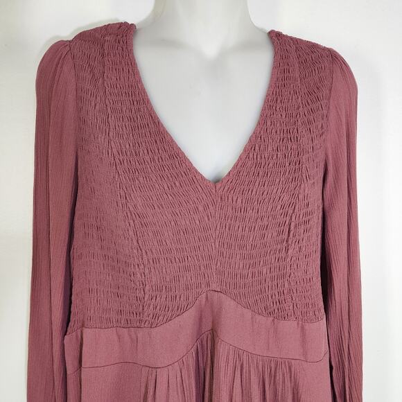 Torrid Womens Babydoll Crinkle Gauze Smocked Top Plus Size 1X Pink Long Sleeve - Picture 3 of 10